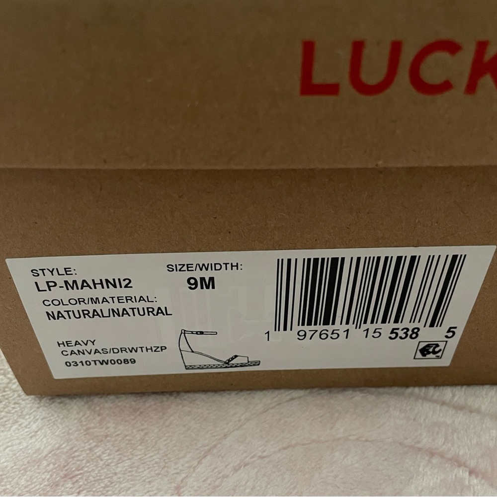 Lucky Brand Cream Canvas Wedge Sandals with Ankle Strap - Picture 4 of 4